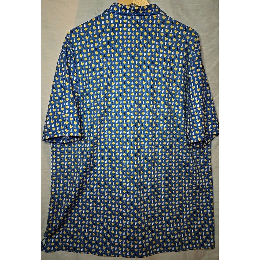 Horn Legend Bamboo Charchoal Polo Shirt Mens XL Blue Geometric Golf Stretch - Picture 4 of 9